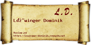 Lőwinger Dominik névjegykártya